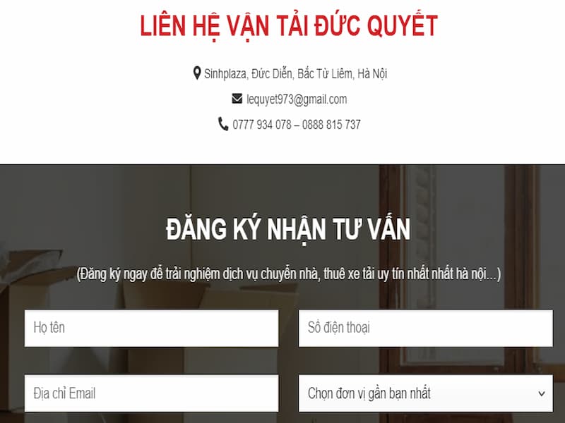 Thông tin liên hệ với Đức Quyết sử dụng dịch vụ
