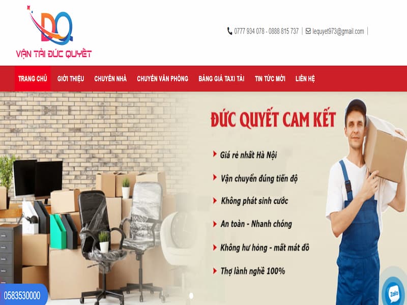 Website hoạt động của vận tải Đức Quyết